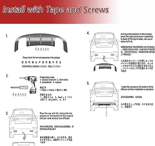 Diffuseur de lèvre de Pare-Chocs arrière de Voiture pour BMW Serie 4 2014-2019 Performance Tuning 435i 440i 435d 440d,Diffuseur PareChocs Voiture Séparateurs Kit Protection