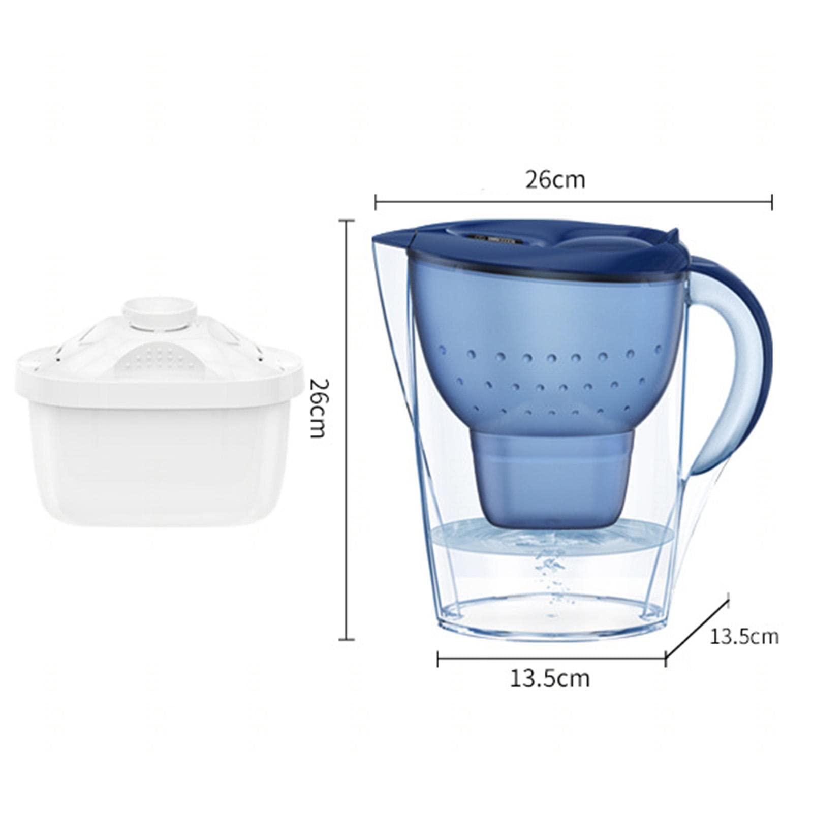 Kompaktowy dzbanek filtrujący do wody, 3,5 l, wąski dzbanek do lodówki, w zestawie 1 wkład filtrujący, redukuje kamień, chlor metale ciężkie, B