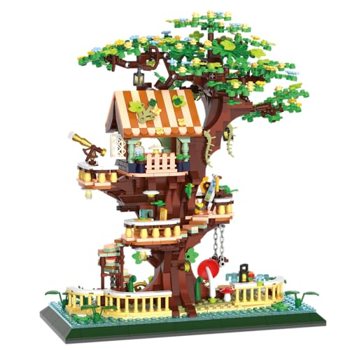 Image of SKY LINE OCEAN Funny Tree House Mini Blocks Building Set - 1130 Pieces Creative Architecture Construction Toy, STEM Educational Model for Kids & Adults | 6 Months Structural Warranty