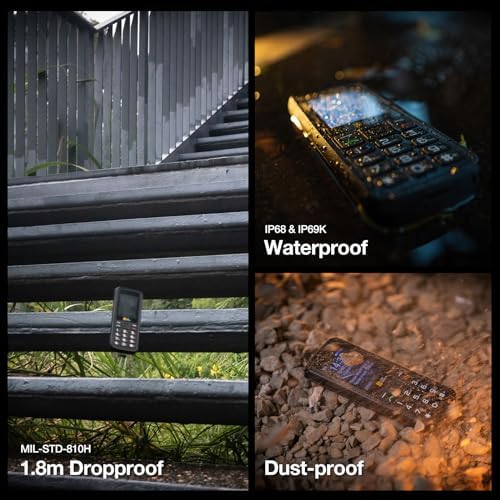 AGM M9 Rugged Feature Phone, 4G Basic Cell Phone, Simple Mobile Phones, IP68 & IP69K Waterproof, Drop-Proof, Large Buttons, Large Fonts, Speed Dial, 3 Card Slots, FM Radio, Flashlight, 1200mAh Battery - 1