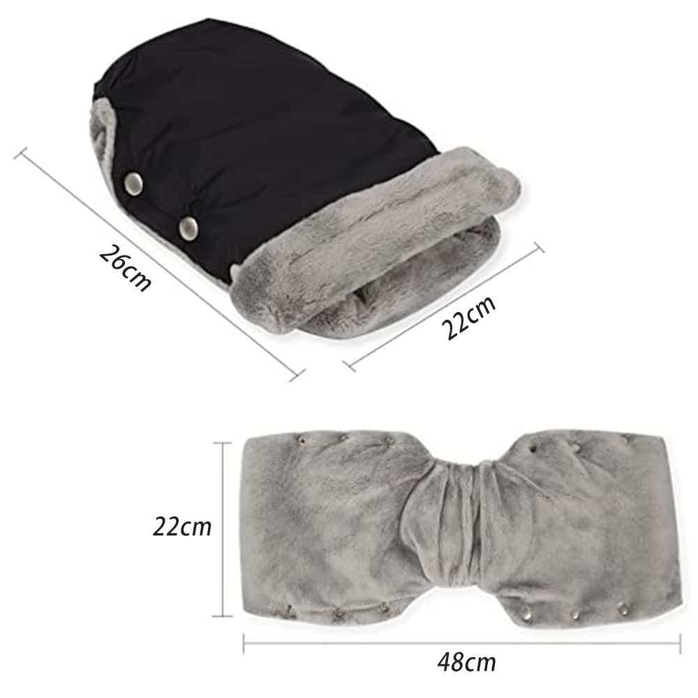 Luchild - Guantes Carro Bebe Invierno, Manoplas Carro Bebe con Interior de Forro Cálido, Guantes de Cochecito Prueba de Viento Impermeables Extra Gruesos, para Todos los Cochecitos