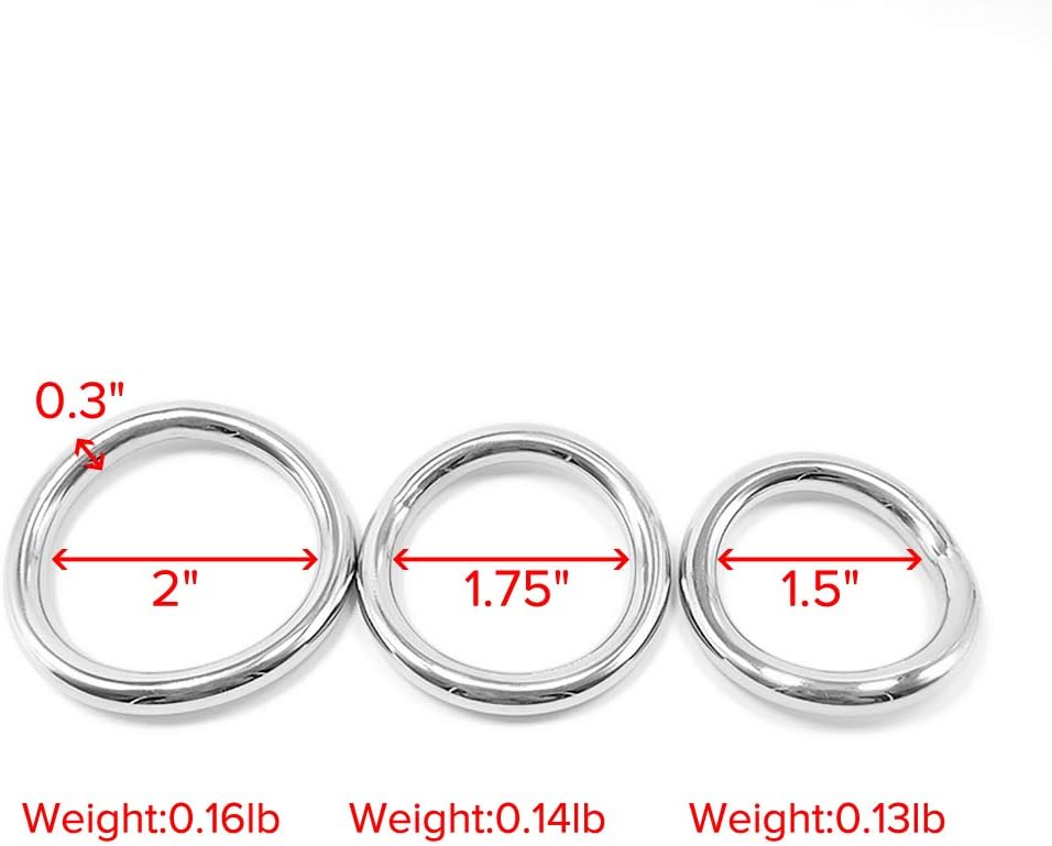 T-Language Stainless Steel Penis Male Cock Rings 3 Size for Choose 2 Inch