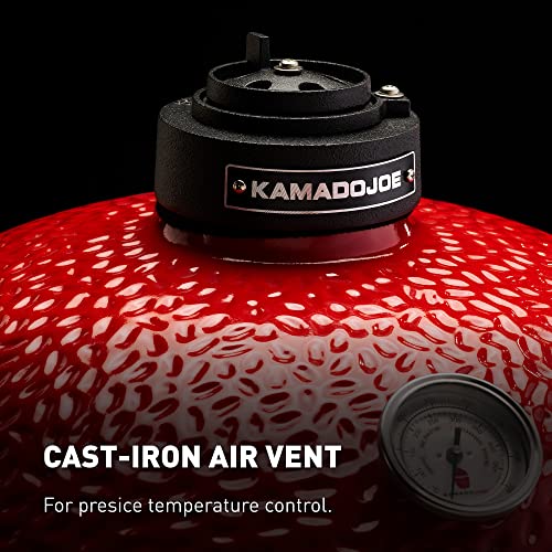 Kamado Joe® Classic Joe™ I Premium 18-inch Ceramic Charcoal Grill and Smoker in Red with Cart, Side Shelves, Grill Gripper, and Ash Tool. 250 Cooking Square Inches, 2 Tier Cooking System, Model KJ23RH by Kamado Joe - Image 4
