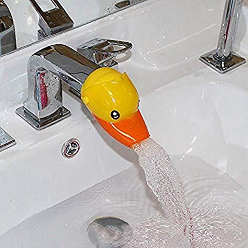 Faucet Extender Sink Spout Cover Protector Yellow Duck with Orange Mouth,Washing Sink, Kid Friendly extendor