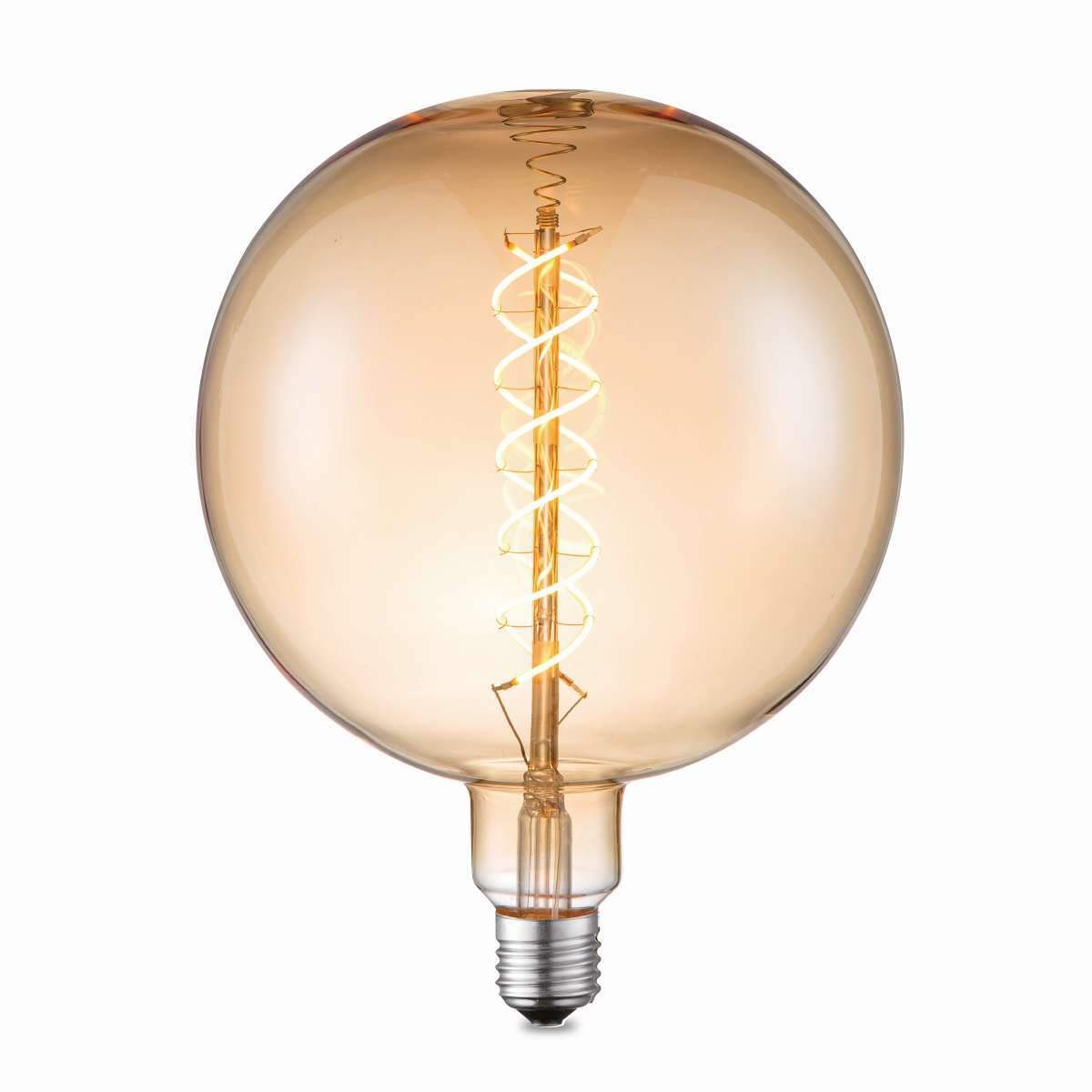 LUZ LED METAL PLATA, 1XE27 LED Bombillas LED - metal plateado - vidrio ámbar