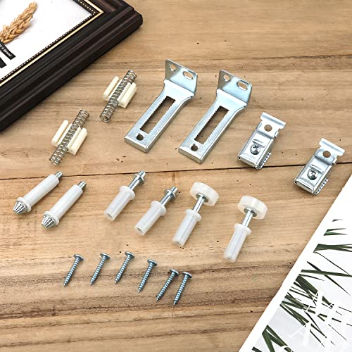 Kit de Reparación para Herrajes de Puertas Abatibles, para Puertas de Armario de 3/8 pulgada de Grosor, con Pivotes Superior e Inferior y Ruedas Guía miniatura 3