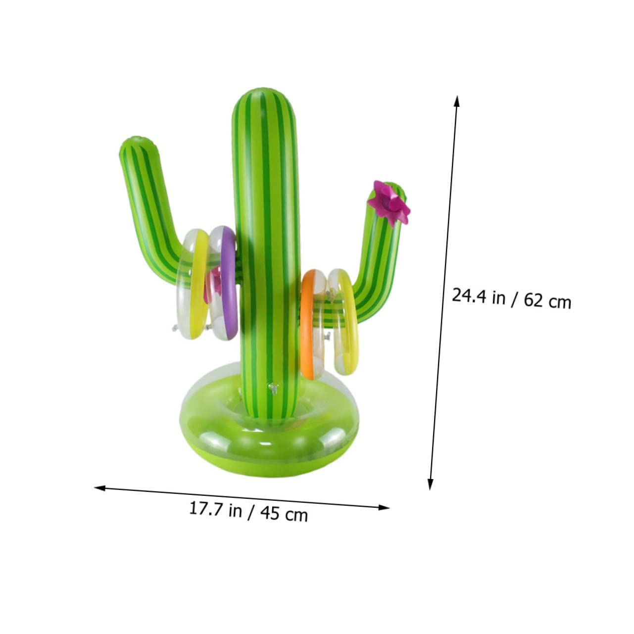 1 Ensemble Jeu Anneaux Gonflables Cactus de Plage Anneaux à Lancer Accessoire de Fête et Durable Vert