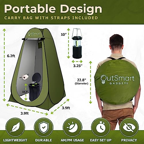 Outsmart Gadgets Portable Toilet Kit for Adults with Camping Night Lantern, Folding XL Toilet Seat, Pop Up Privacy Tent and Carry Bags, Multipurpose Potty, Washable Foldable for RV and Travel - Image 5