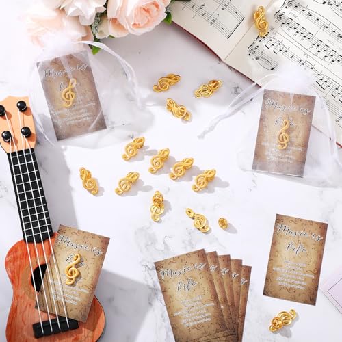 Image of Yinkin Music Note Lapel Pin Bulk Musical Class Teacher Appreciation Gift Treble Clef Brooch with Card and Organza Bag for Back to School Vbs Music Lover Student Choir Band Orchestra