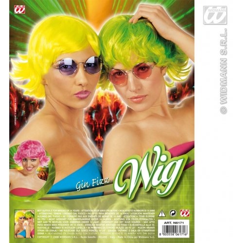 Perruque Gin Fizz jaune avec bonnet respirant et fibres douces