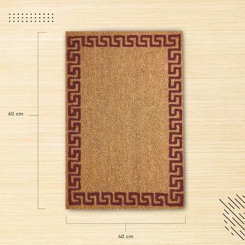 Image of Encasa XO Coir Door Mat for Home Entrance, Anti Slip PVC Back Natural