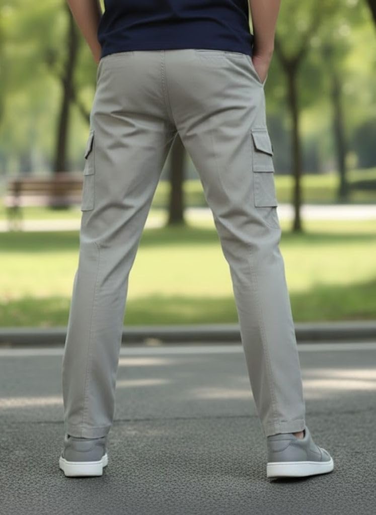 511E3OdMu6L._SL1024_ Men's Cotton Cargo Pants | Stylish Casual Trousers for Men | Relaxed Fit Multi Pocket Cargo Trousers | Drawstring Waist Pant | Comfortable Lower for Men