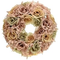 Amazon｜エルアーツ 造花 ローズミックスリース 直径28cm モス E3594