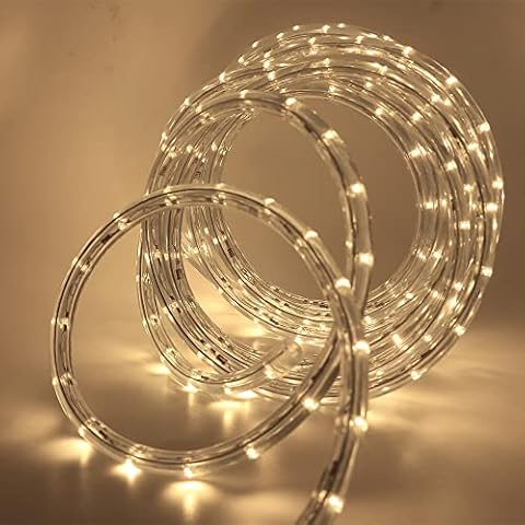 HEGEHE Mains Powered Tube Light Ribbon with UK Plug, 220V PVC Round LED Strip Rope Lights, IP67 Waterproof for Outside Garden Corridor Fence Festival Xmas Christmas Party Decor (Warm White, 6m) Cover