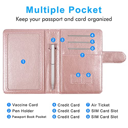 Acdream Passport And Vaccine Card Holder Combo, Cover Case With Cdc Vaccination Card Slot, Leather Travel Documents Organizer Protector, With Rfid Blocking, For Women And Men, Rose Gold #TOP5