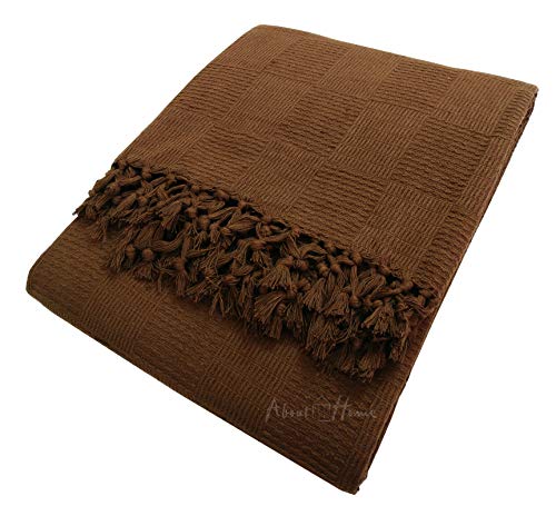 Image of About Home Ascot Cotton Blanket Settee Throw (Chocolate, 50 x 60)