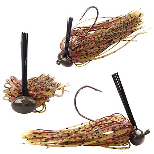 ラバージグ フットボールジグ バス釣り ルアー 1/4oz 3/8oz ブラシガード シリコンラバースカート付 5色 12本セット 6枚目