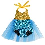 Wennikids Baby Girls Sequins Mermaid Bodysuit Romper Jumpsuit Summer Sunsuit Outfits