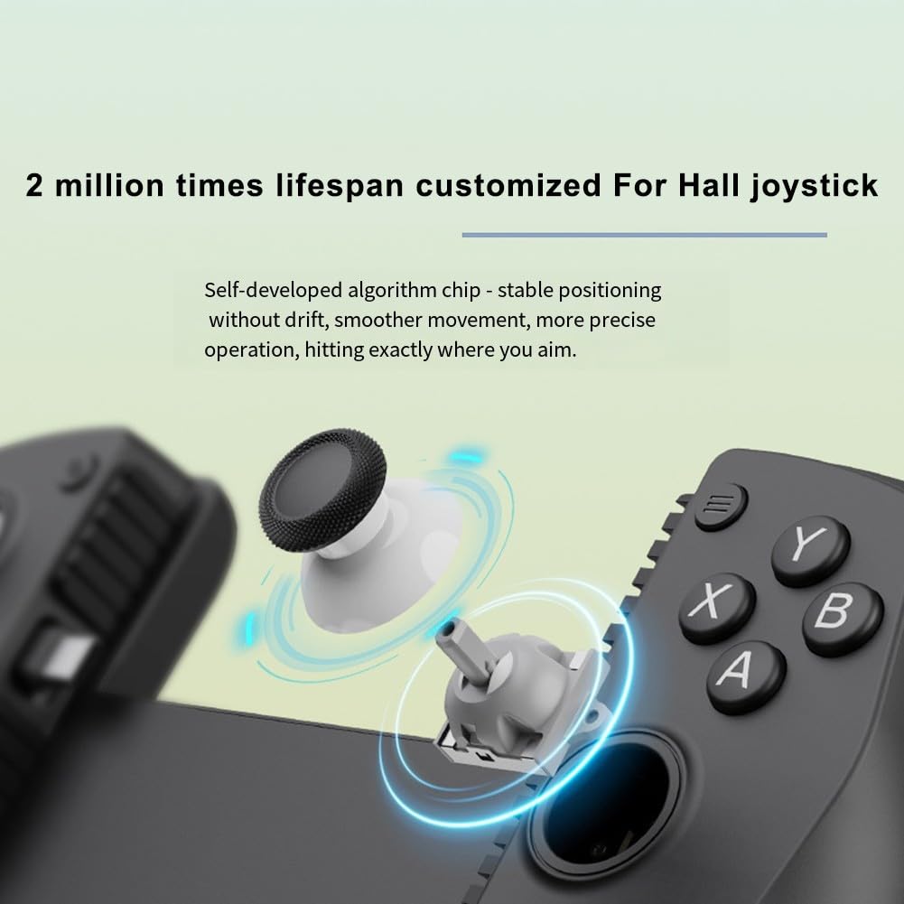 Controller di gioco mobile Bluetooth per Android e iOS, controller di gioco wireless estensibile con joystick effetto Hall/trigger Hall (nero)