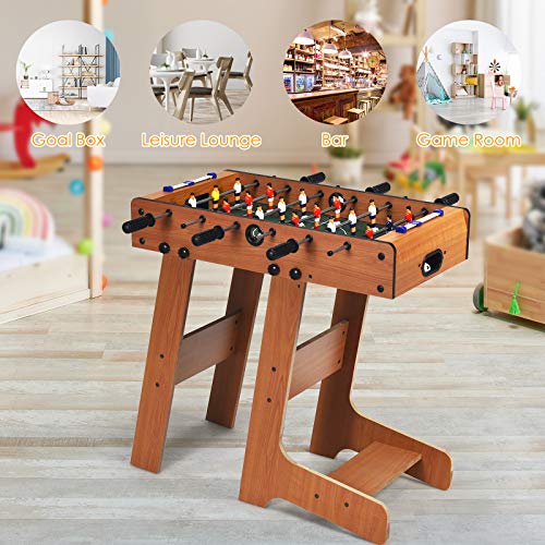 Goplus Foldable Foosball Table, 27'' Soccer Table Game W/ 2 Mini Footballs, Keepers & Steel Rods, Freestanding Football Game Set For Kids And Adults In Office, Home #TOP6