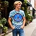 Hippie Costume for Men 60s 70s Peace Love Graphic Tie Dye Shirt Men Colorful Hippie Style Rainbow Tee Tops