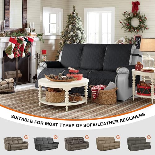 Image of VANSOFY Waterproof Recliner Couch Covers Washable, Black,3 Seater | 1-Piece, Non-Slip with Elastic Straps, Sofa Cover with Pocket for Dogs, Pets