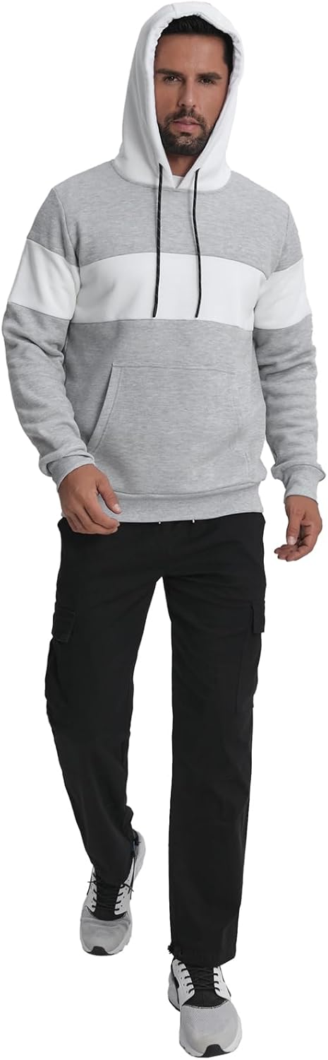 Fleece Hoodies Sweatshirts for Men,2/3 Pack Patchwork Athletic Workout Hooded Pullover With Kangaroo Pocket - Image 8