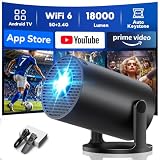 [Apps intégrées & 2026 Upgrad] AKIYO O2 Videoprojecteur avec WiFi 6 et Bluetooth 5.4, Mini Projecteur Video Supporte 1080P, Rétroprojecteur Auto Keystone Rotation 180° Compatibile avec HDMI/Laptop