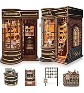 SUNNINO Book Nook Kit Fai Da Te - Caffetteria In Miniatura Con Luci LED, Puzzle 3D In Legno Per Adulti - 5