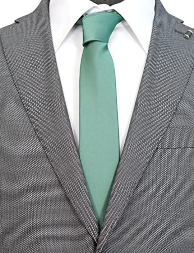 Zenxus Solid Skinny Ties For Men, 2.5 Inch Slim Deep Sage Necktie #TOP1