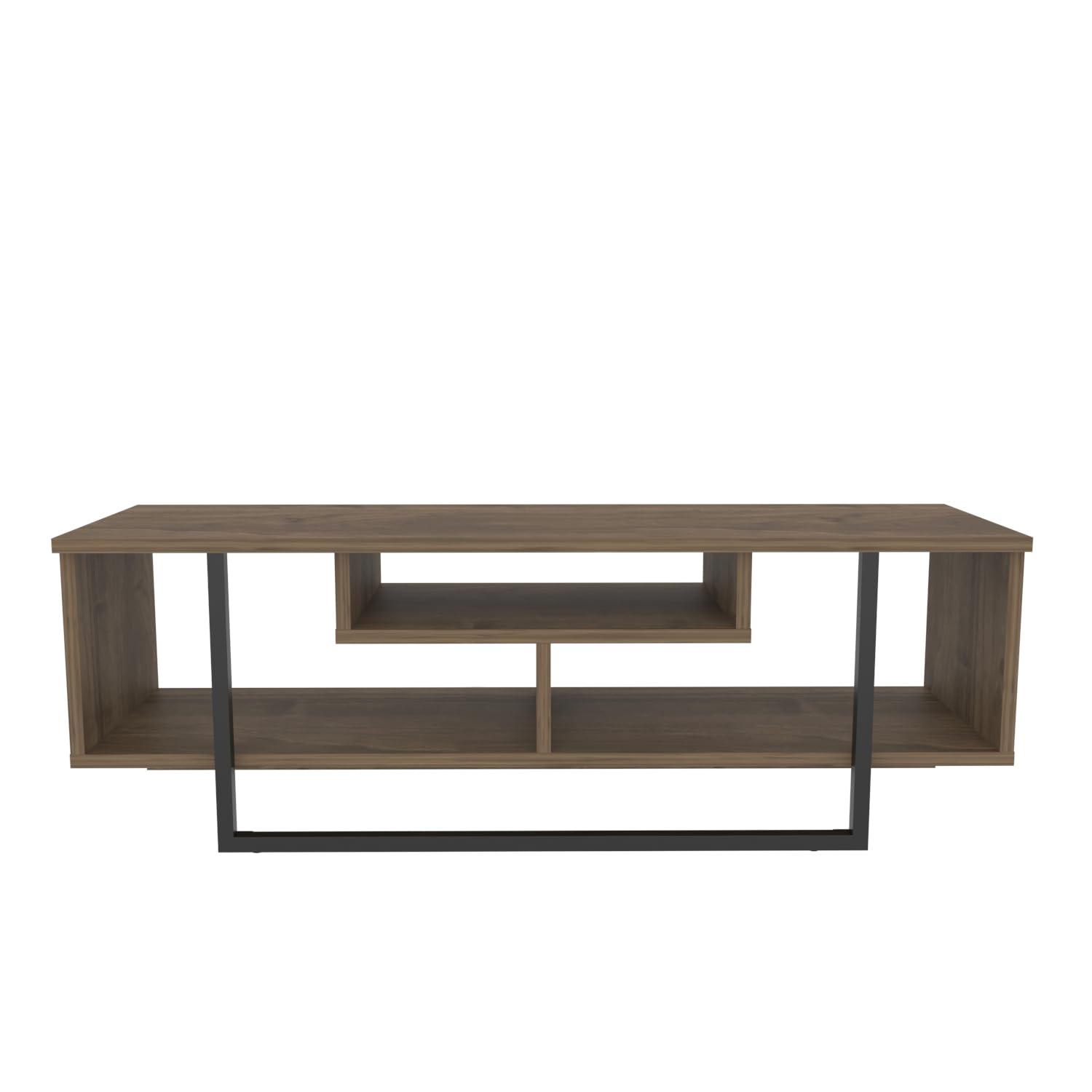 DECOROTIKA Asal Meuble TV Moderne 120 cm avec Rangement – Support TV Design pour téléviseurs jusqu'à 55'' – Noyer et Noir