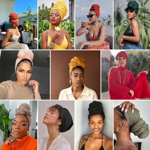 image for XTREND 1 Piece Stretch Head Wrap Jersey Turban Urban Hairband Scarf Fa