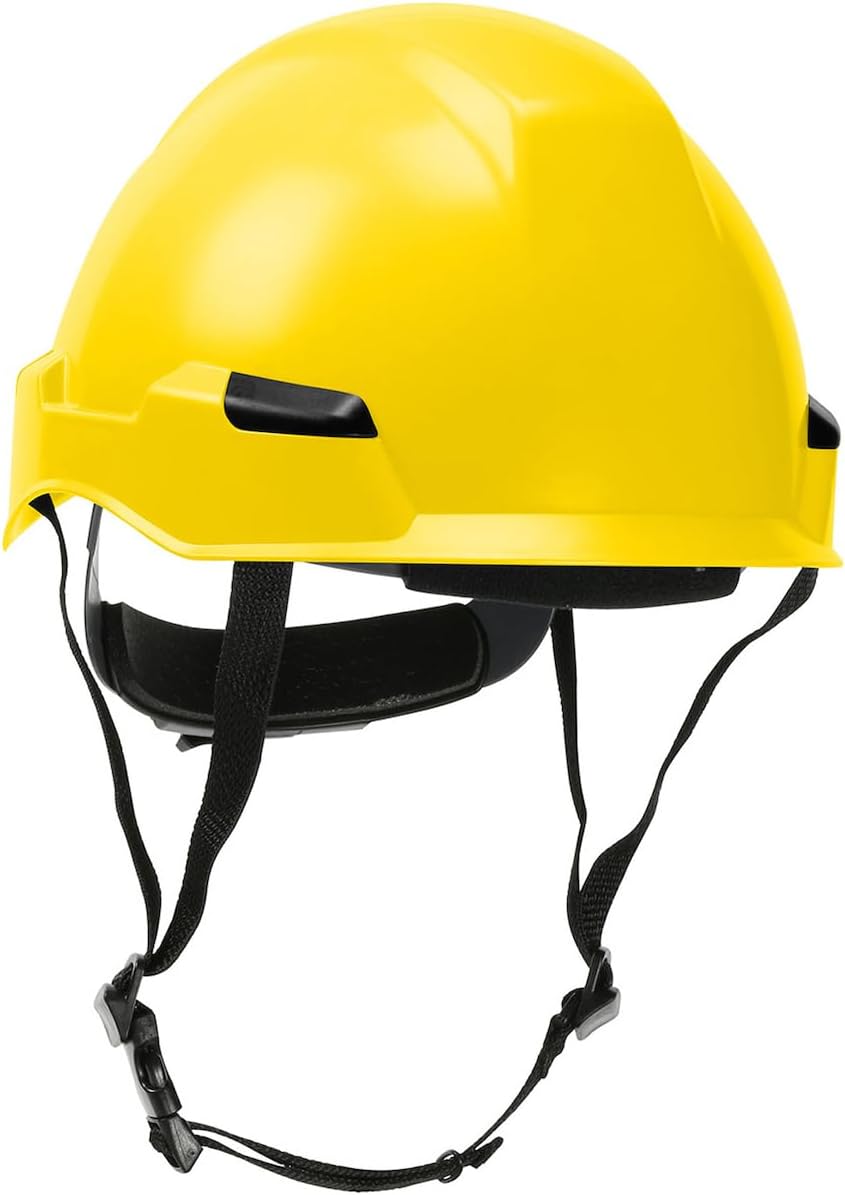 Dynamic Rocky Industrial Climbing Helmet with MIPS Technology, Polycarbonate/ABS Shell, ANSI Type 1, Foam Impact Liner, Nylon Suspension, Wheel Ratchet Adjustment, 4-Point Chin Strap, Yellow