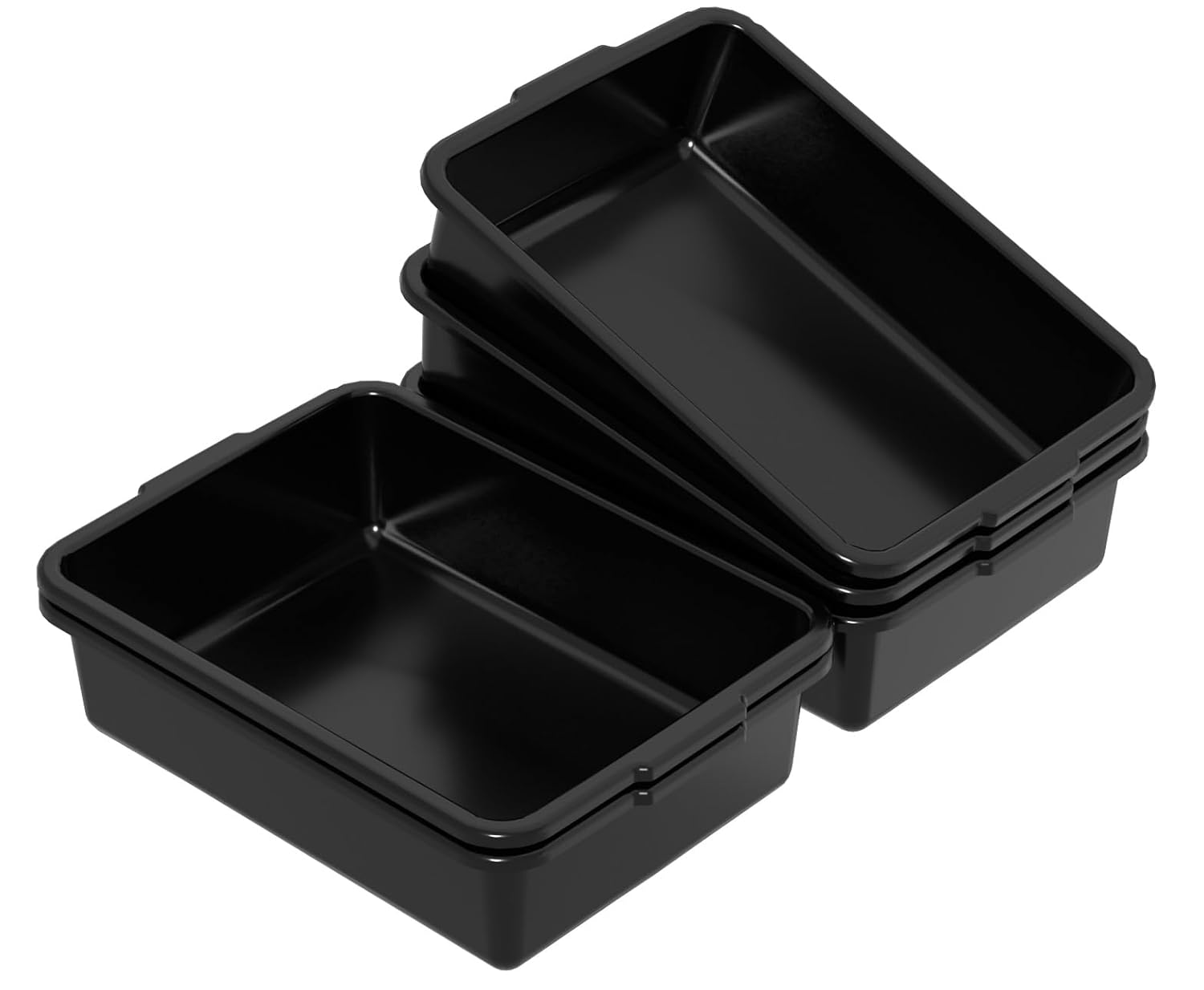 8 L Small Commercial Plastic Bus Tub, Black Bus Box, 5 Packs | Restaurant Food Service Bus Tubs, Wash Tub