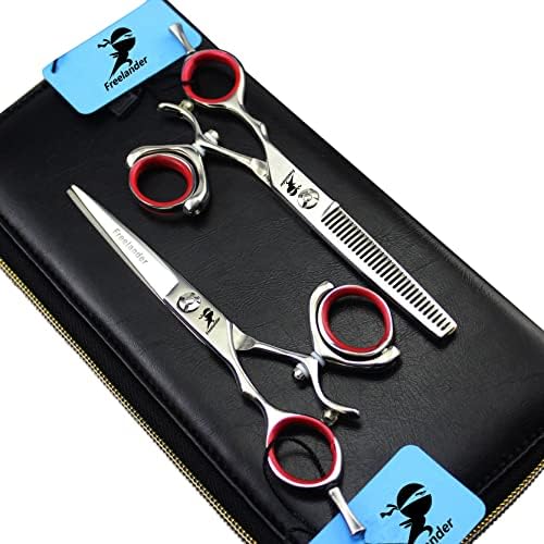 Freelander 5.5 inch Left Hand Professional Barber Hair Cutting Scissors Swivel Thumb Thinning Shears - for Left-handed Hairstylist (A-5.5 Inch Left Hand)