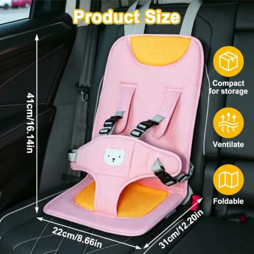 Image of Portable Baby Travel Booster Seat Foldable Linen Car Seat 6M-5Y | Portable Foldable Baby Travel Booster Seat Linen Fabric Breathable Lightweight Secure Straps For Car Train Airplane
