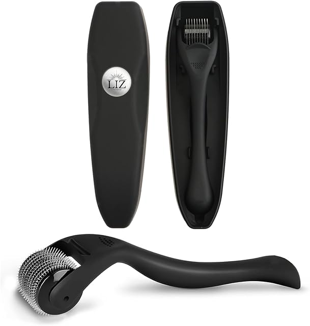 Derma Roller wałek do brody | 540 igieł ze stali nierdzewnej 0,5 mm | wałek do porostu brody | wałek derma roller do porostu włosów | czarny matowy wałek do brody | środek na porost brody |