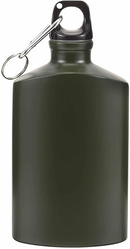 Toddmomy Accesorios de camping Plana Botella de agua de aluminio portátil con gancho Resistente al desgaste Viajes al aire libre Senderismo Deporte