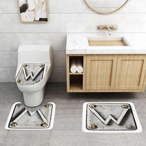 QRFASFZO Non Slip 3 Pieces Bath Mats and Toilet Mat Set Supe