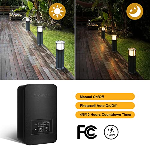 Suraielec 120W Low Voltage Transformer With Photocell Sensor And Timer, 120V Ac To 12V/15V Ac, Landscape Lighting Transformer With 2 Independant Zones, Weatherproof For Pathway Lights, Step Light #TOP1