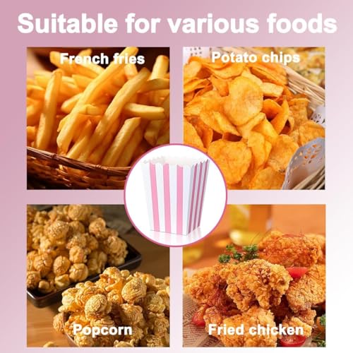 Image of Popcorn Boxes for Party (40pk) Paper Popcorn Buckets pink and White Popcorn Bags for Popcorn Machine, Movie Theater Decor Popcorn Container, Carnival Circus Party Popcorn Bowl (40 Boxes large)