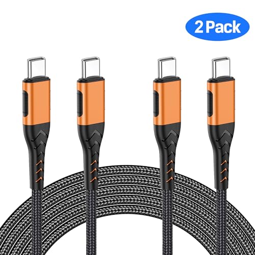 Image of Durcord USB C to USB C Cable, 2Pack 100W 6ft USB C Charger Cable Fast Charging for Android /Phone /Pad, Type C to Type C Charger Braided USB Cable Compatible with iPhone 16 /15 Pro Plus Max Orange