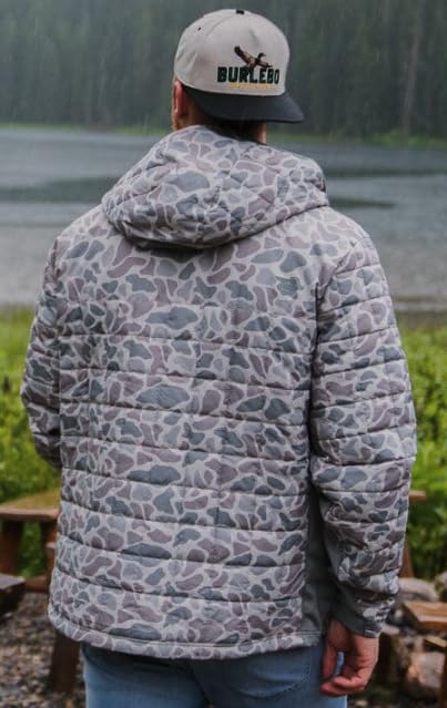 BURLEBO Classic Deer Camo Puffer Jacket - Men's Coat, Small, UPF 50, Windproof, Water-Resistant4