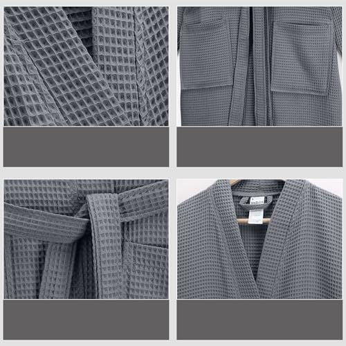 HOMELEVEL Accappatoio Uomo e Donna - Accappatoio Unisex a Nido D'Ape - Morbido in 100% Cotone - Leggero e Salvaspazio da Casa e da Viaggio - Taglie S-6XL - Immagine 4