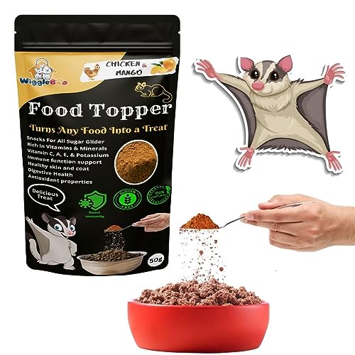 WiggleBoo Magical Sugar Glider Food Topper || Joy of Best Taste || Grain Free & Protein Rich || Natural Dewormer || 50g (Chicken & Mango)