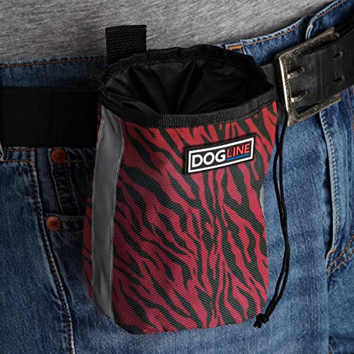 Image of Dogline Dog Treat Pouch: Puppy Training Bag, Pet Kibbles and Snacks Holder, Litter Waste Bags Dispenser with Adjustable Drawstring Closure, Large Capacity with Mesh Pocket, Strong Nylon Material