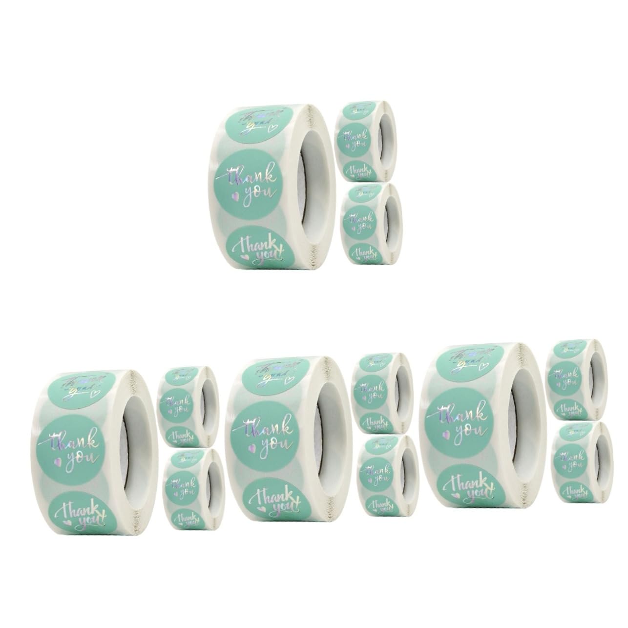 12rotoli Etichette Adesive Rotonde Grazie Da Rulli Di Stickers Per Confezioni Regali Decorazioni Di Compleanno e Matrimoni Per Involgere Dolci e Fiori