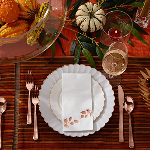 By Madee Fancy Disposable Napkins - 50 Pack - Rose Gold & Copper | Perfect Paper Guest Bathroom Hand Towels | Luxury Soft Linen Like, Decorative Party Napkins | Perfect For Holiday Dinner #TOP4