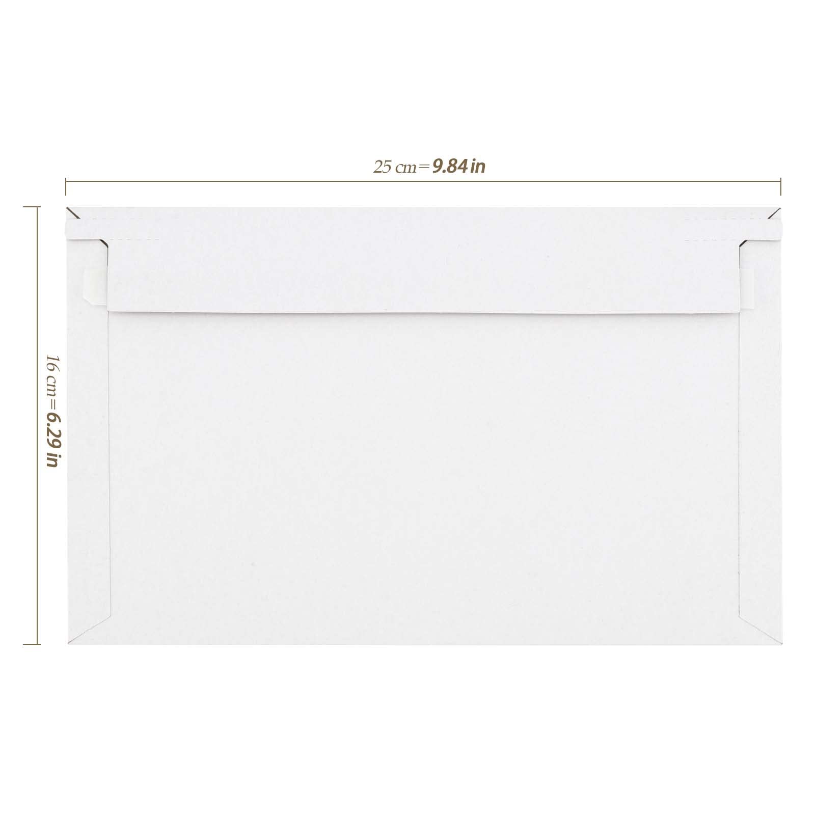 HEIHAK 100 Pack A5 C5 Cardboard Envelopes White, 250x160mm Rigid Mailer Envelopes with Peel and Seal Strip for Posting and Mailing - Image 2