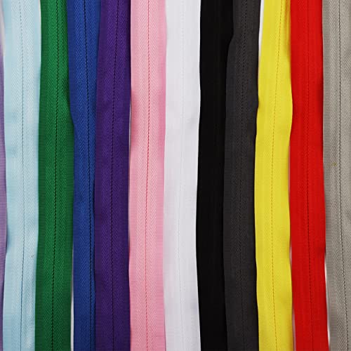 Image of Invisible Zipper, DOITEM 15pcs 20cm /8 Inch Invisible Multicolor Nylon Coil Zippers for Sewing and Crafts 15 Colors